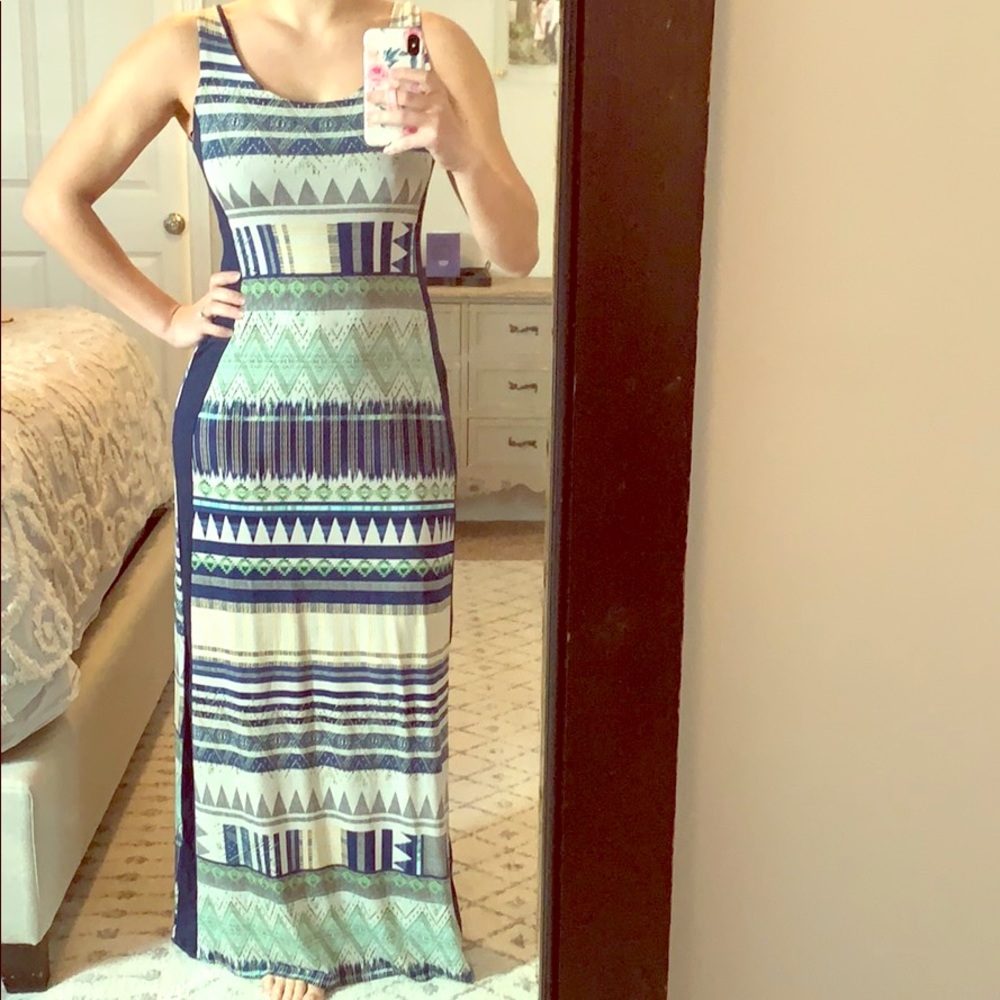 Tribal Maxi dress with cutouts in back